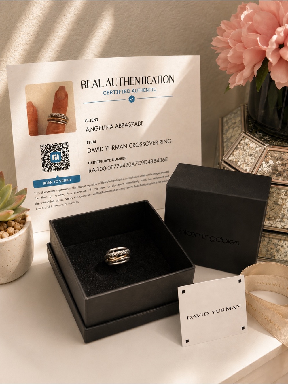 Authentic David Yurman Crossover Ring
Sterling Silver w/ 14K Yellow Gold + COA